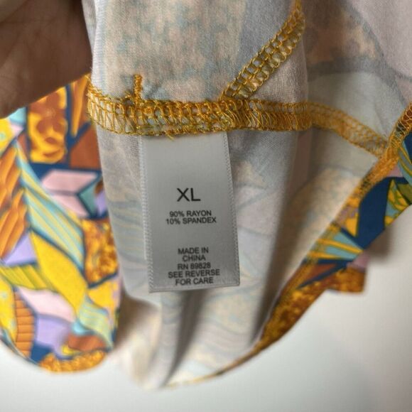 LOGO by Lori Goldstein Rayon 230 Printed Long Sleeve Top Gold Fusion XL - Picture 4 of 7